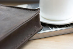 Handmade Leather Mens Clutch Cool Large Wallet Clutch Wristlet Wallet for Men