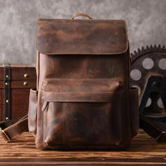 Vintage Leather Mens Backpack Travel Backpack Cool Satchel Backpack for men