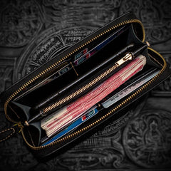 Handmade Leather Tibetan Mens Biker Chain Wallets Cool Leather Wallet Long Chain Wallets for Men
