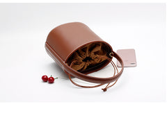 Handmade Genuine Leather Handbag Bucket Bag Purse Crossbody Bag Shoulder Bag Purse For Women