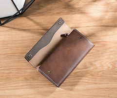 Handmade Leather Mens Clutch Wallet Cool Leather Wallet Long Phone Wallets for Men