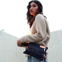 Unique Blue Jean Mens Clutch Bag Cool Wristlet Wallet Zipper Clutch Wallet For Men