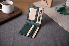 Cool Leather Mens Slim Small Wallet billfold Wallets Bifold for Men