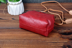 Vintage Womens Dark Red Leather Small Doctor Shoulder Bag Dark Red Doctor Crossbody Purse for Women