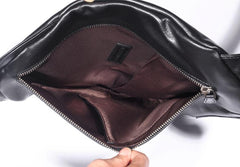 Black Leather Mens Chest Bag Sling Bag Sling Shoulder Bag Sling Backpack for men
