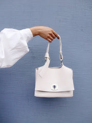 White Leather Women Handbag Shoulder Bag Work Bag For Women