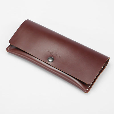 Handmade beige minimalist vintage leather phone clutch long wallet for women men - EverHandmade