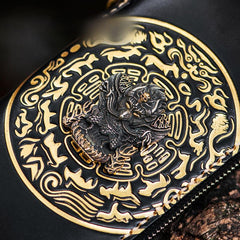 Handmade Leather Tibetan Mens Biker Chain Wallet Cool Leather Wallets Long Clutch Wallets for Men