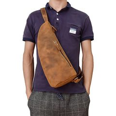 Cool Leather Sling Bag for Men Vintage Chest Crossbody Sling Bag For Men
