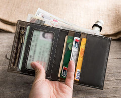Cool Leather Mens Small Slim Wallet billfold Wallets Bifold for Men