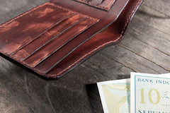 Handmade Leather Mens Cool Slim Leather Wallet Men Small Wallets Bifold for Men