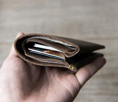 Cool Leather Mens Slim Small Leather Wallets Men billfold Bifold Wallet for Men