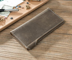 Handmade Leather Mens Slim Wallet Cool Leather Wallet Long Phone Wallets for Men
