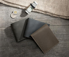 Handmade Leather Mens Cool Slim Leather Wallet Men Small billfold Wallets Bifold for Men