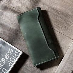 Handmade Leather Mens Clutch Wallet Cool Leather Wallet Long Phone Wallets for Men