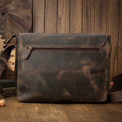 Cool Leather Coffee Mens Side Bag Messenger Bags Vintage Courier Bag for Men