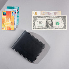 Handmade Cool Leather Mens billfold Leather Wallet Men Small Wallets Bifold for Men