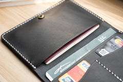 Handmade Leather Mens Travel Wallet Passport Leather Wallet billfold Slim Wallets for Men