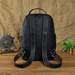 Genuine Leather Mens Cool Black Backpack for School Travel Bag Hiking Bag For Men