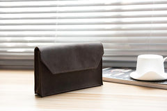 Handmade Leather Mens Clutch Cool Large Wallet Clutch Wristlet Wallet for Men