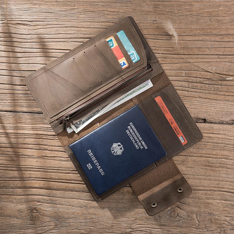 Cool Leather Mens Travel Long Wallet Passport Leather Wallet Long Wallets for Men