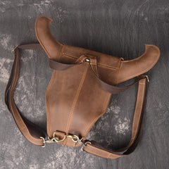 Cool Leather Mens XO Bull Backpack Tan Travel Backpack Unique Backpack for men