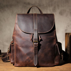 Handmade Vintage Leather Coffee Mens Cool Leather Backpack Travel Bag for men