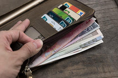 Leather Mens Long Wallet Cool Leather Wallet Long Bifold Wallets for Men