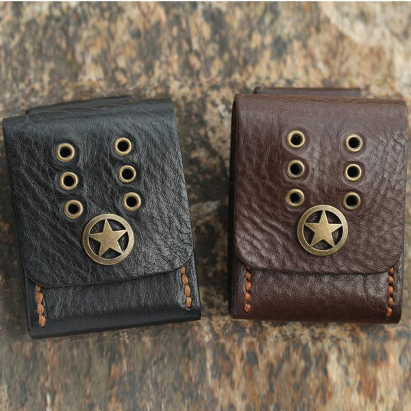 Cool Mens Leather Zippo Lighter Case with Loop Leather Zippo lighter Holder with Clip