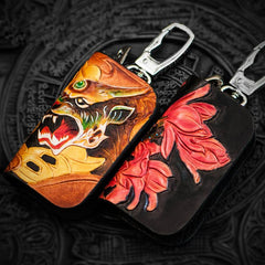 Handmade Leather Tooled Mens Cool Car Key Wallet Car Key Holder Car Key Case for Men