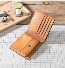 Cool Leather Mens Slim Small Wallets billfold Wallets Bifold for Men