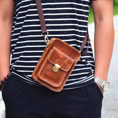 cross body phone bags​ Leather Cell Phone Holster Belt Pouch Cell Phone Purse Crossbody Leather Belt Bag for Men
