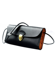 Vintage LEATHER Wooden WOMEN Small Cell Phone SHOULDER BAG Crossbody Purse FOR WOMEN