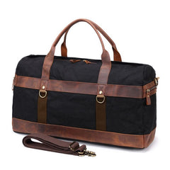 Mens Waxed Canvas Leather Weekender Bag Canvas Large Travel Bag for Men