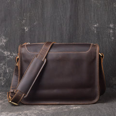 Leather Men Vintage Coffee Messenger Bag Shoulder Bag for Men