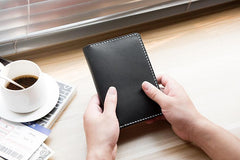 Handmade Leather Mens Travel Wallet Passport Leather Wallet billfold Slim Wallets for Men