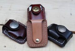 Handmade Leather Mens Zippo Lighter Pouch with Loop Biker Zippo lighter case with Clip