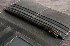 Handmade Leather Mens Clutch Wallet Cool Leather Wallet Long Phone Wallets for Men