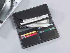 Cool Leather Mens Travel Long Wallets Passport Leather Wallet Long Wallets for Men