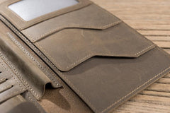 Cool Leather Mens Travel Long Wallet Passport Leather Wallet Long Wallet for Men