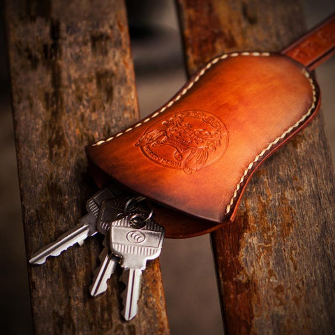 Men Genuine Leather Minimalist Wallet Double Zipper Car Key Case Key holder