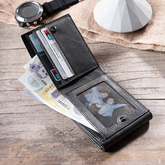 Handmade Leather Mens Cool Slim Leather Wallet Men Small Wallets Bifold for Men