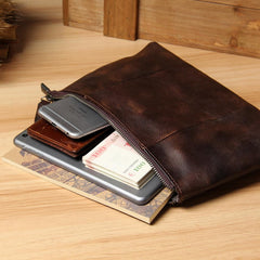 Cool Leather Mens Clutch Wallet Wristlet Wallet Vintage Zipper Clutch for Men