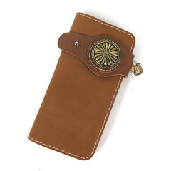 Handmade Mens Long Biker Wallet with Chain Cool Leather Biker Chain Wallet