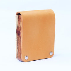 Handmade Wooden Leather Mens Cigarette Case Cool Beige Custom Cigarette Holder for Men