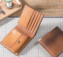 Cool Leather Mens Slim Small Wallets billfold Wallets Bifold for Men