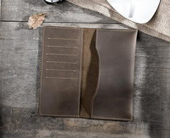 Handmade Leather Mens Clutch Wallet Cool Leather Wallet Long Phone Wallets for Men