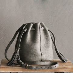 Mini LEATHER WOMEN Barrel Bag Small Bucket Purse SHOULDER Purses FOR WOMEN