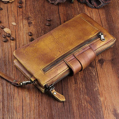 Handmade Mens Cool Long Leather Chain Wallet Cards Biker Trucker Wristlet Wallet