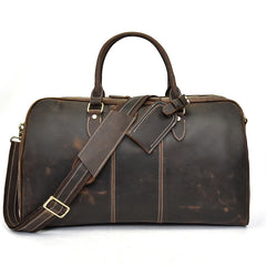 Cool Leather Mens Weekender Bag Vintage Coffee Travel Bag for men